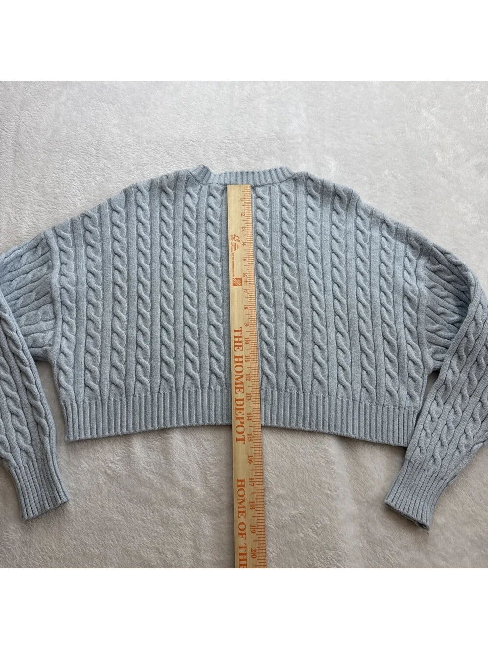 Alter'd States Women's Light Blue Cable Knit Cropped Soft Sweater Small (2460)